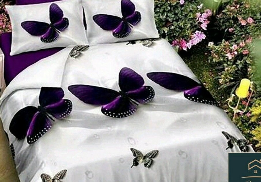 Cotton Comfort Butterfly Printed Double Bedsheet with Pillow Cover