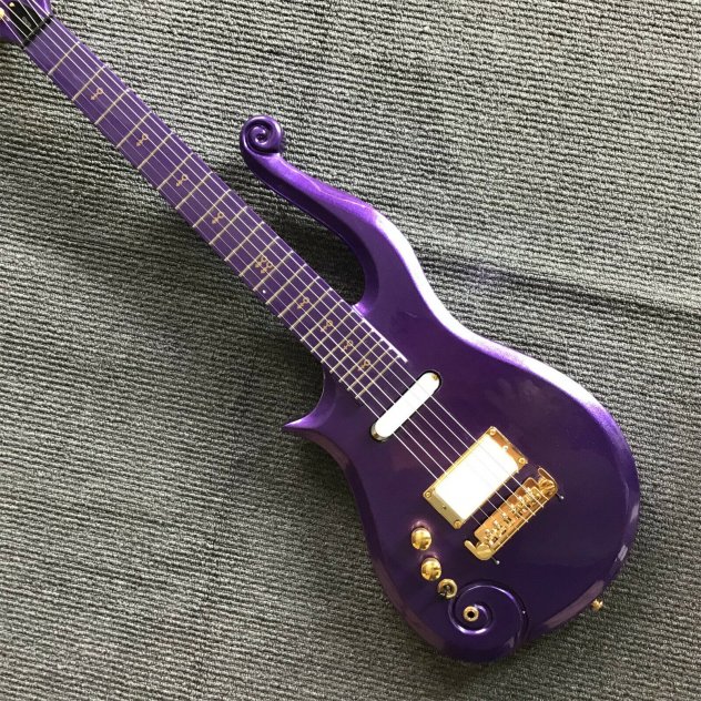 Left Handed Metallic Purple Prince Symbol Cloud Electric Guitar Gold Hardware