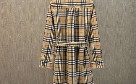 2022 NWT Women's Burberry Taupe Brown Check Belted Shirt Dress Size:S/M/L/XL
