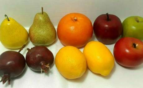 10 Pieces FAKE / FAUX Fruit - Apples, Pears, Pomegranates, Lemons, Grapefruit